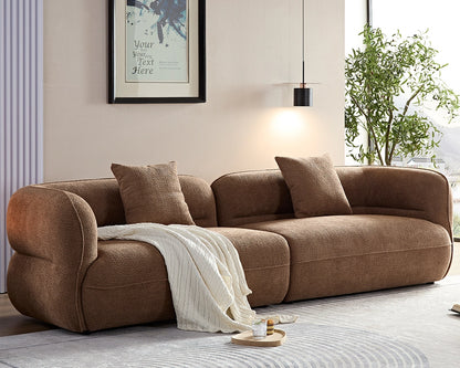 110.24" White sectional sofa, durable fabric, solid wood frame, high density sponge filler