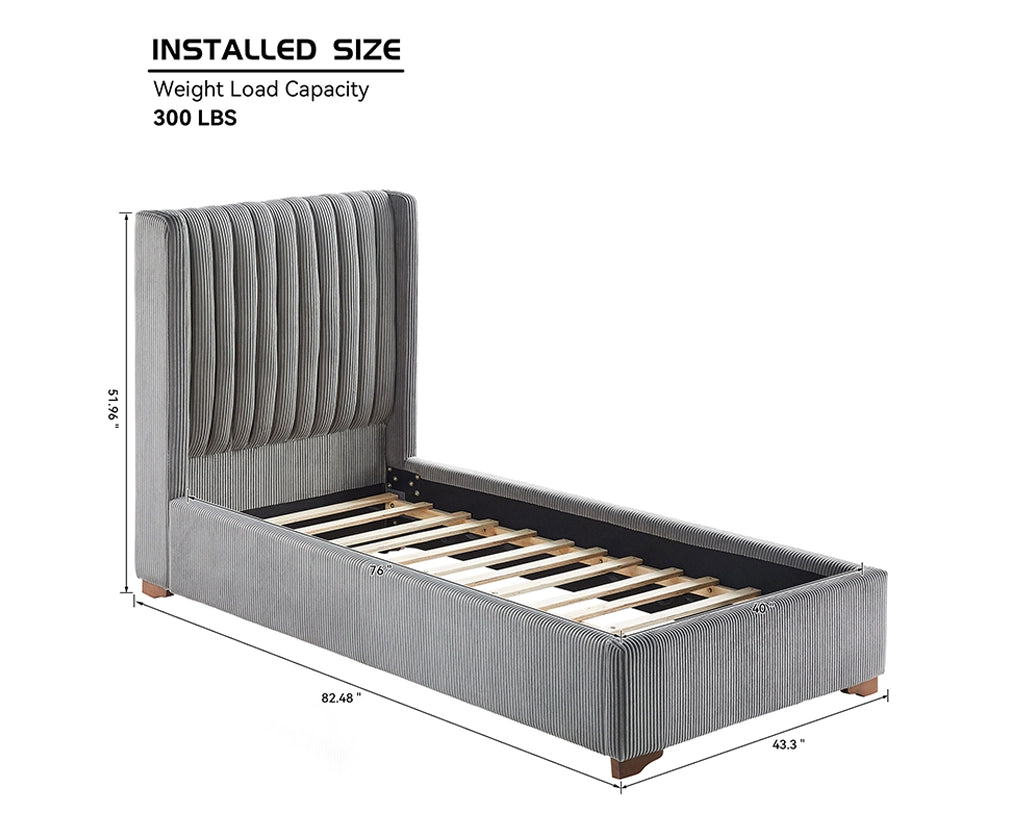Twin Size Modern Design Bed Frame Upholstered