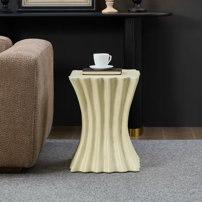 15.16" Vintage Fiberglass Side Table – No Assembly, Beige