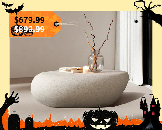 Elliptical Rocks Coffee Table – Stylish Matte Fiberglass Table with Vintage Charm