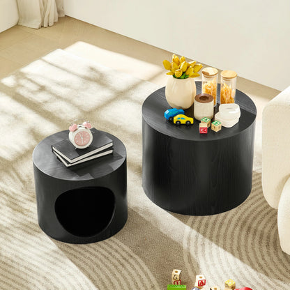 Cat Nest Stool Set – 2-Piece Round Nesting Coffee Tables, No Assembly