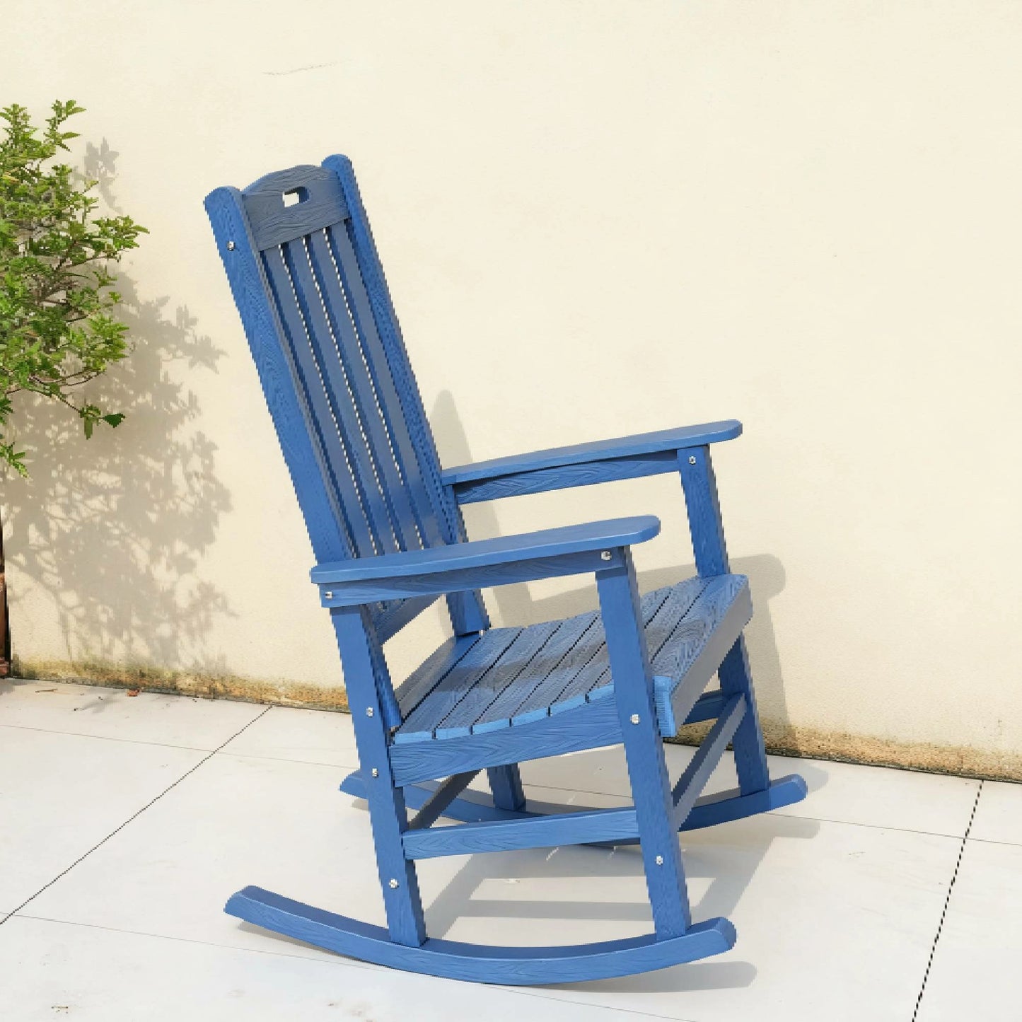 All-Weather Outdoor Rocking Chair in Navy Blue, HIPS & Steel