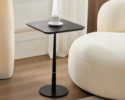 Modern Square Side Table with Gold Accent Ring