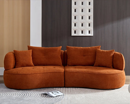 110.24" Orange modular sofa, durable fabric, solid wood frame