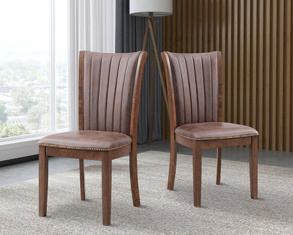 Mid Century Modern 7-Pc Dining Set: Faux Leather Chairs & Rubber Wood Table