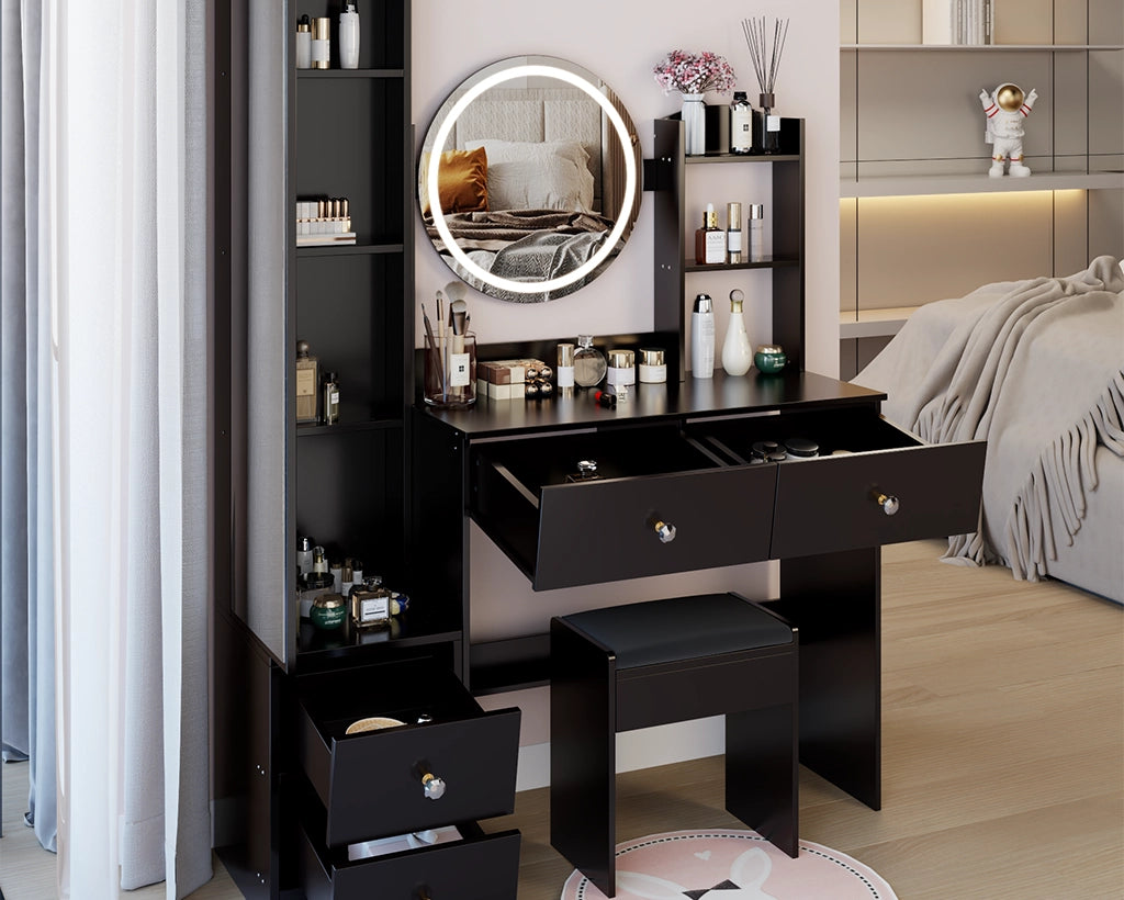 Full Body Mirror Cabinet & LED Vanity Set with Storage
