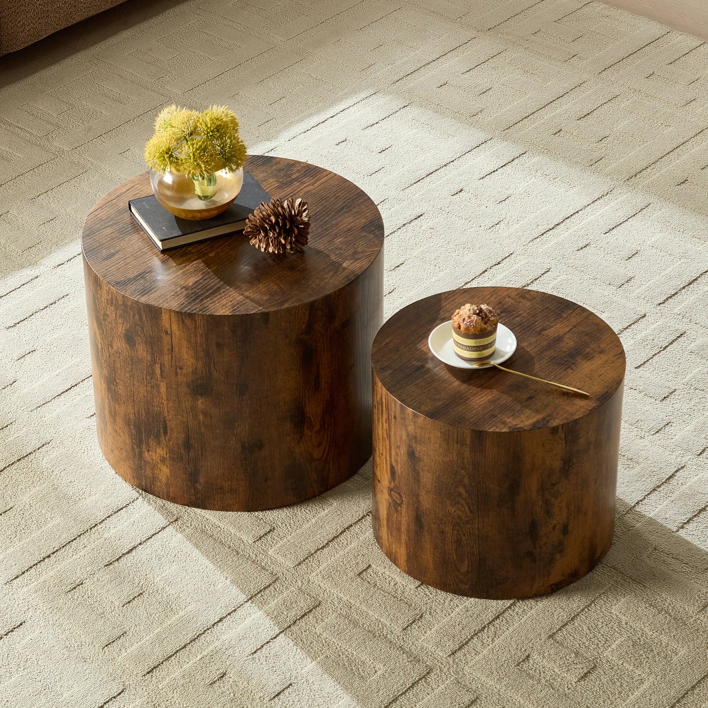 WILLIAMSPACE 2-Piece Nesting Coffee Table Set – Round, No Assembly