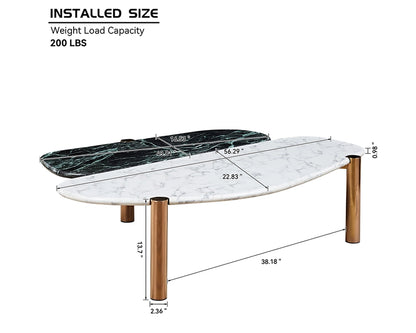 Modern Coffee Table with Gold Frame & Faux Marble Top