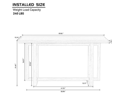 59.05-Inch Oak Finish MDF Console Table