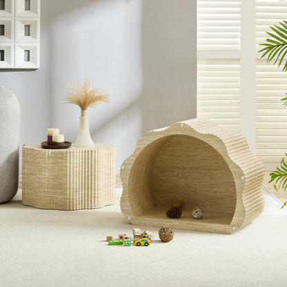 39.61" Pet House Travertine 2-Piece Round Coffee Table Set – No Assembly