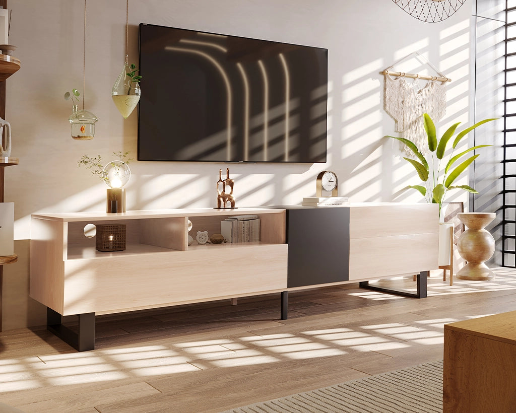 70.90" Modern TV Stand for 80'' TV with Double Storage Space, Media Console Table
