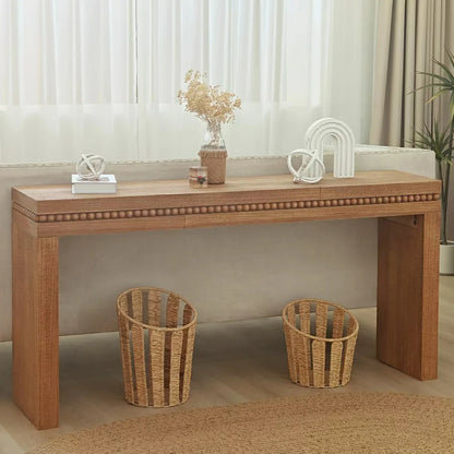 64" Rustic Console Table – Beaded Trim, Entryway & Living Room