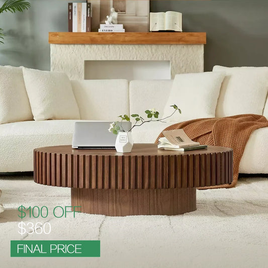 Modern Handcrafted 43.7" Oval Drum Coffee Table