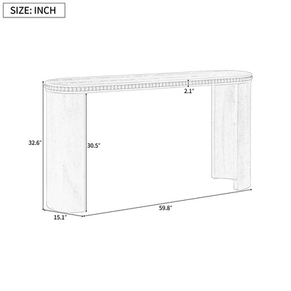 Mirod Vintage Console Table – Beaded Trim, Reversible Curved Legs