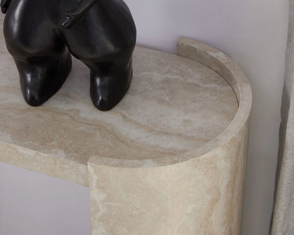 53.15 Inch Faux MARS marble Pattern Narrow Console Table