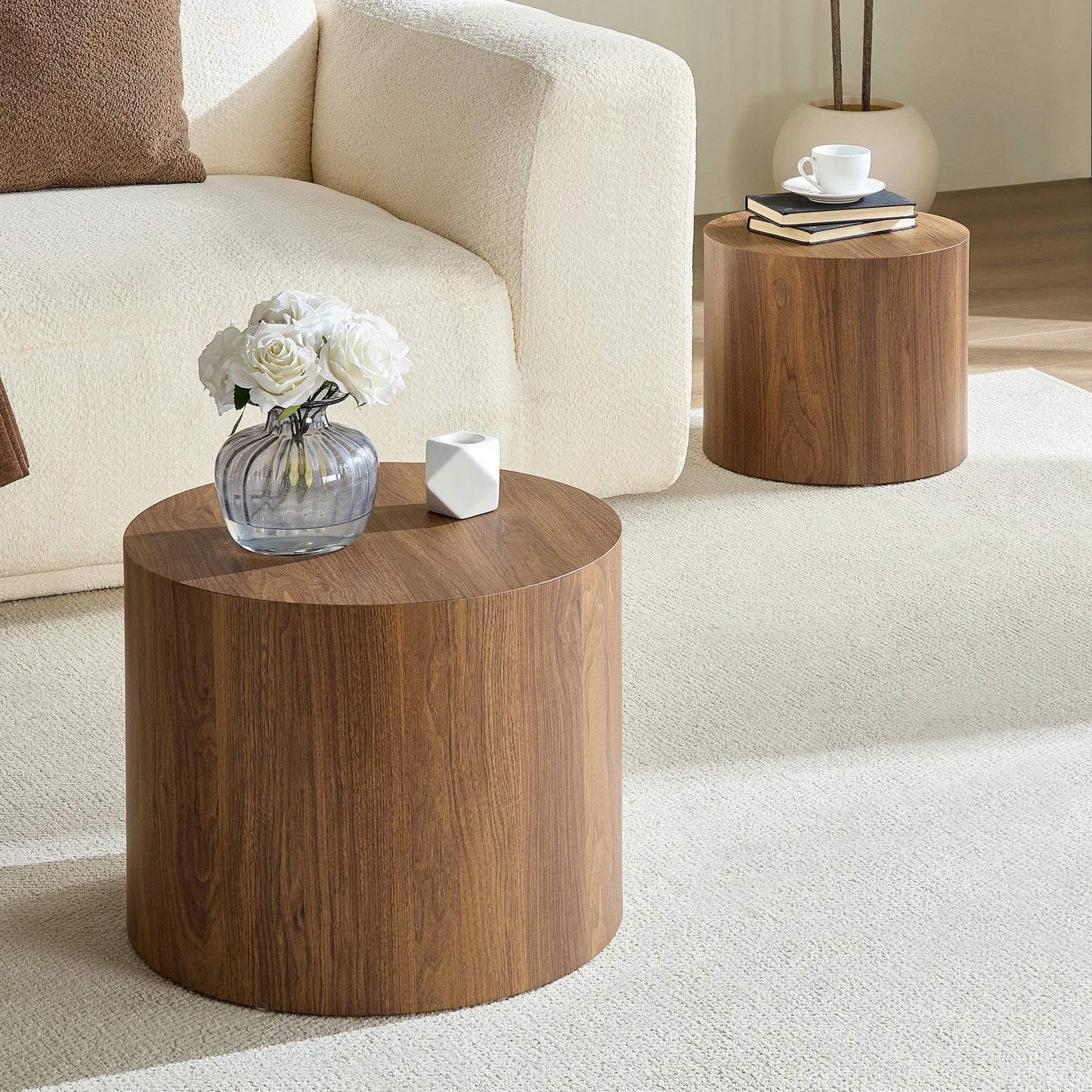 WILLIAMSPACE 2-Piece Nesting Coffee Table Set – Round, No Assembly