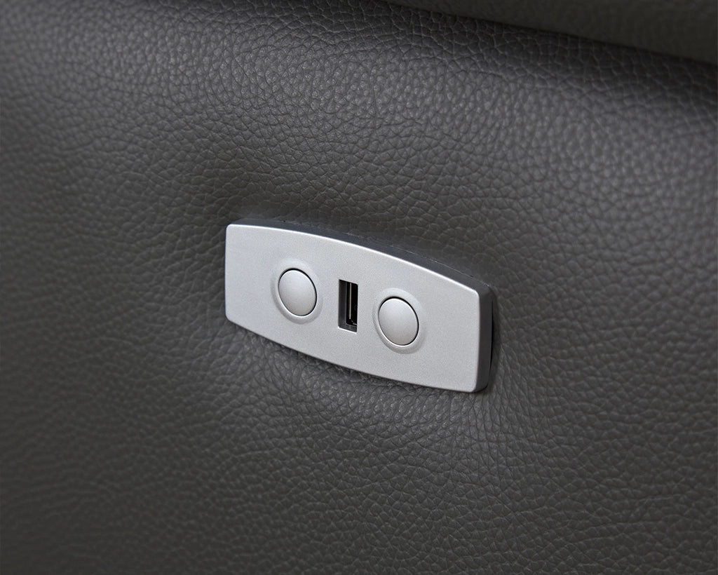Electric Right-Facing L-Shaped Leather Recliner with USB Port