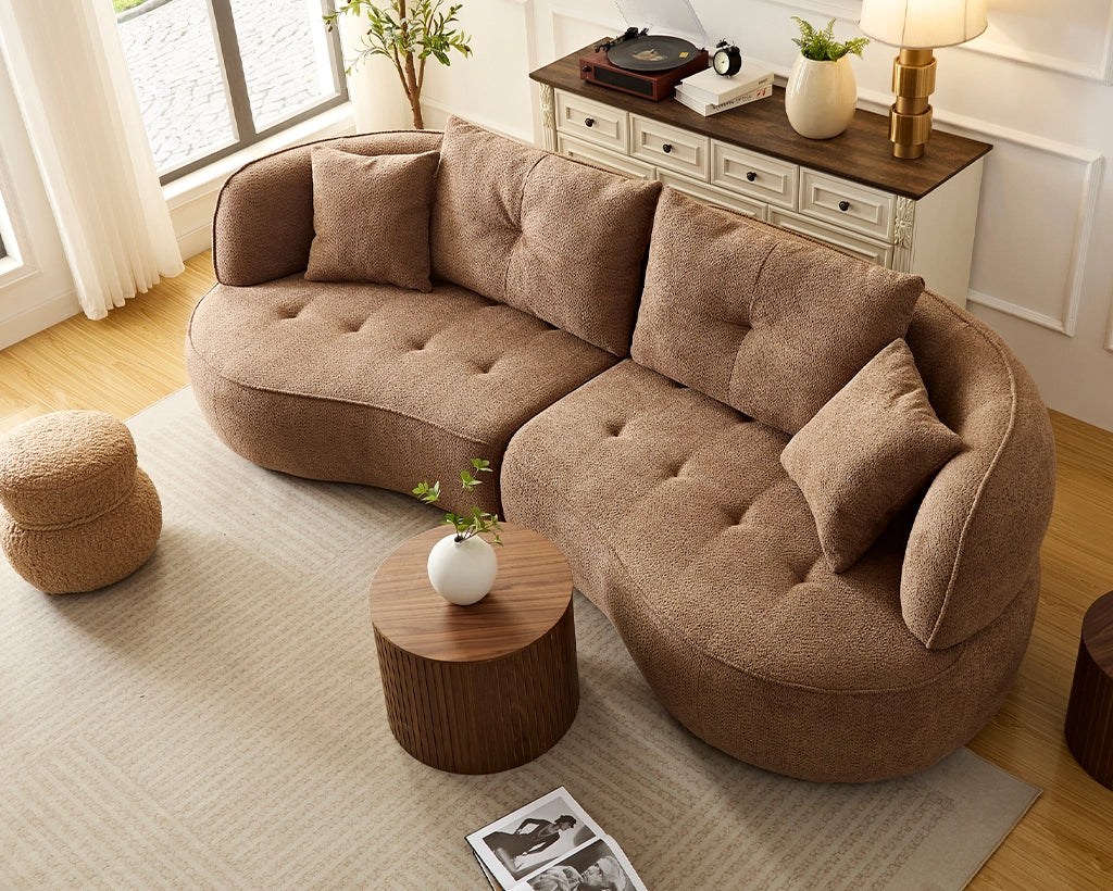 110.24" Orange modular sofa, durable fabric, solid wood frame