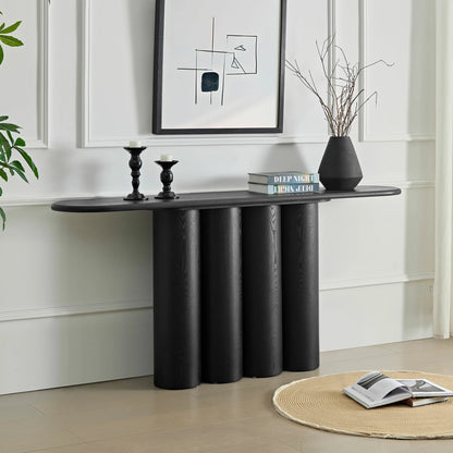 66.93" Modern Console Table – Cylinder Legs for Entryway, Natural