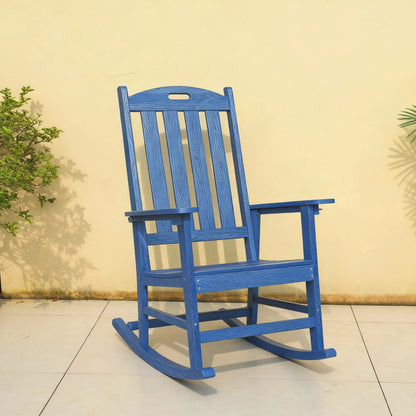 All-Weather Outdoor Rocking Chair in Navy Blue, HIPS & Steel