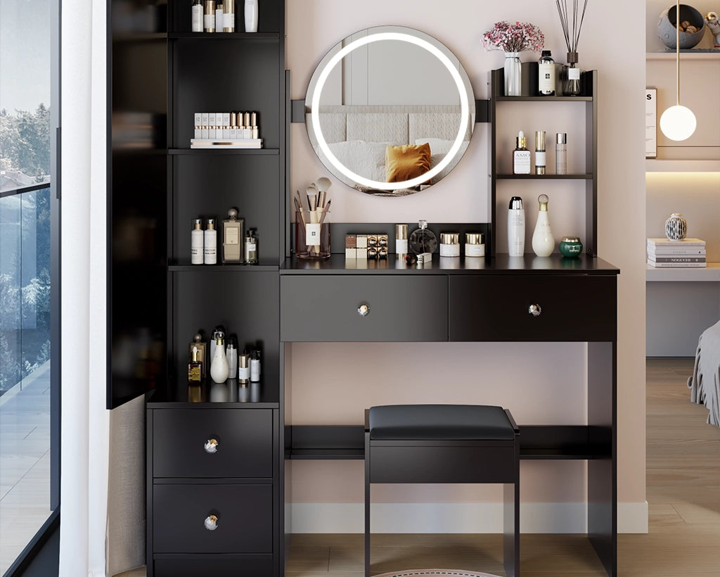 Full Body Mirror Cabinet & LED Vanity Set with Storage