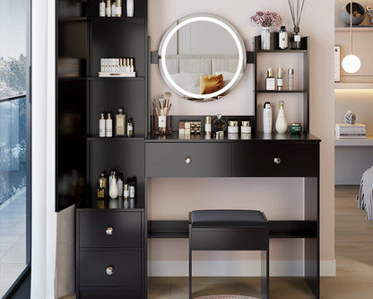 Full Body Mirror Cabinet & LED Vanity Set with Storage