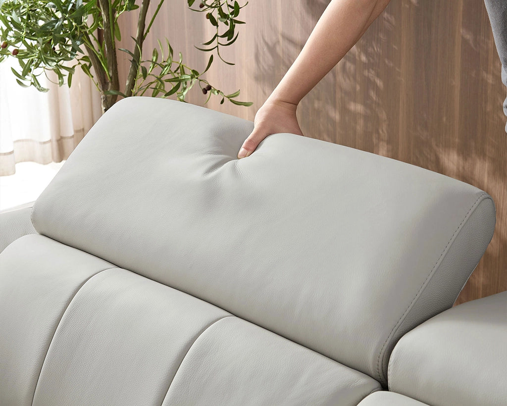 Modern Power Reclining Leather Sofa with Theater Seating & USB Port