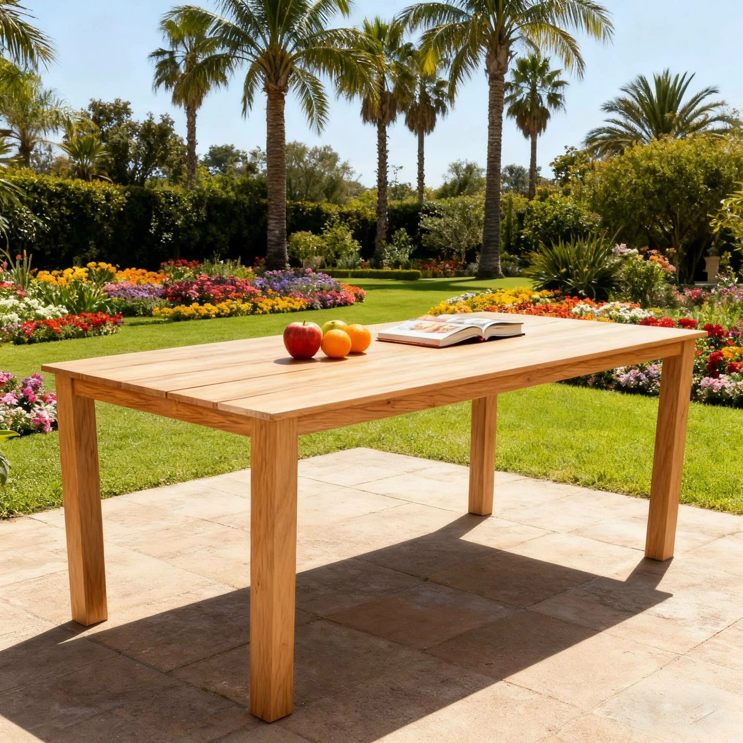 68.9" Teak Wood Look Picnic Table – Compact Outdoor Dining