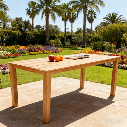 68.9" Teak Wood Look Picnic Table – Compact Outdoor Dining