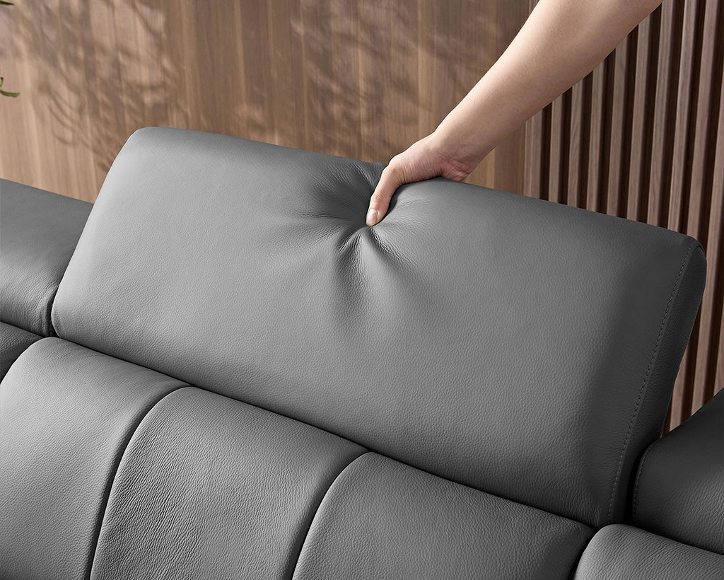 Electric Sofa Left-Facing L-Shaped Leather Recliner with USB Port
