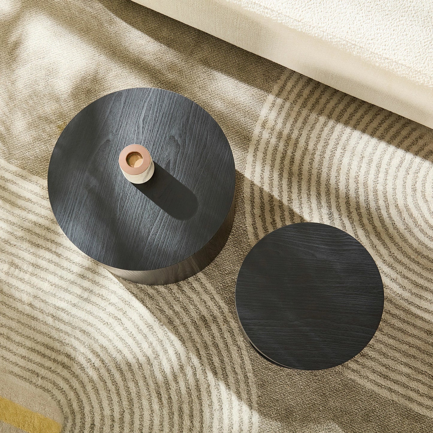 Cat Nest Stool Set – 2-Piece Round Nesting Coffee Tables, No Assembly