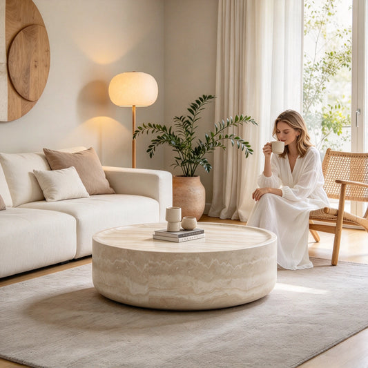 31"/35"/39" Round Faux Mars Marble Pattern Side Table