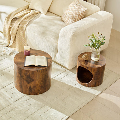 Cat Nest Stool Set – 2-Piece Round Nesting Coffee Tables, No Assembly