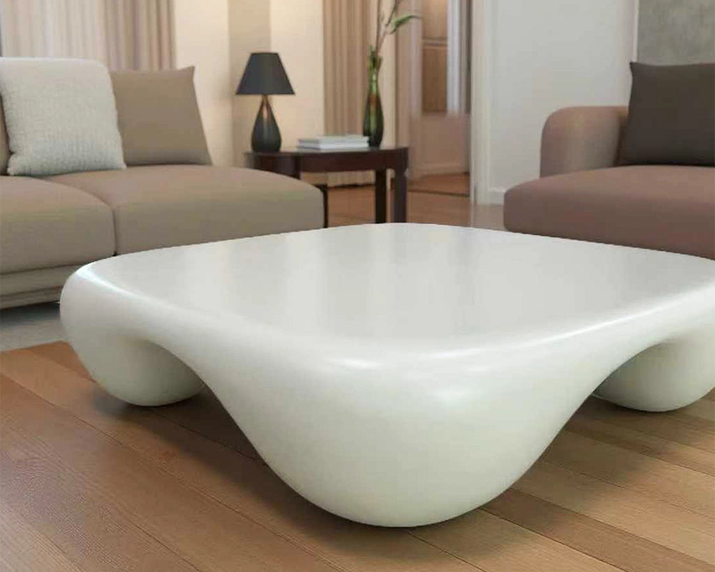 Modern Coffee Table Faux Travertine Textured for Livingroom