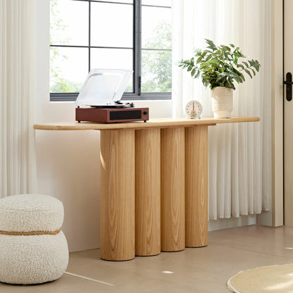 66.93" Modern Console Table – Cylinder Legs for Entryway, Natural