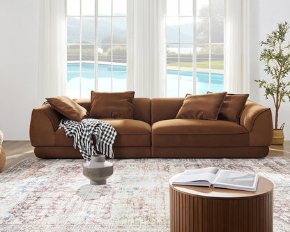 110.22“Camel Sofa WKS16C: Modular Design with Removable Pillowcases & Solid Wood Frame