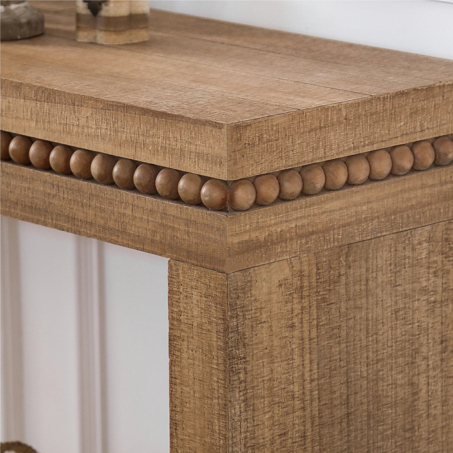 64" Rustic Console Table – Beaded Trim, Entryway & Living Room