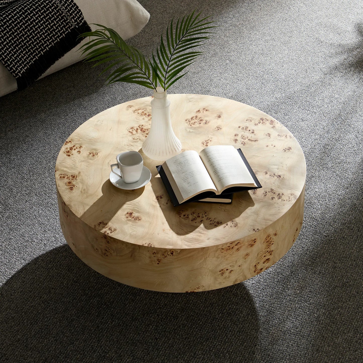 31.49''Mid Century Modern Round Wood Coffee Table For Living Room