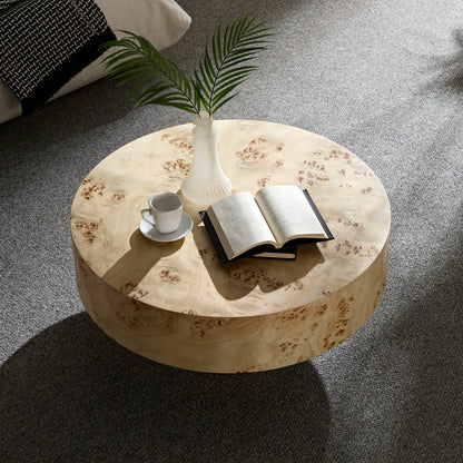 31.49''Mid Century Modern Round Wood Coffee Table For Living Room