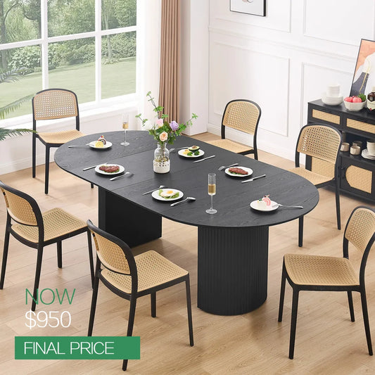 86.6" Expandable Solid Top Dining Table
