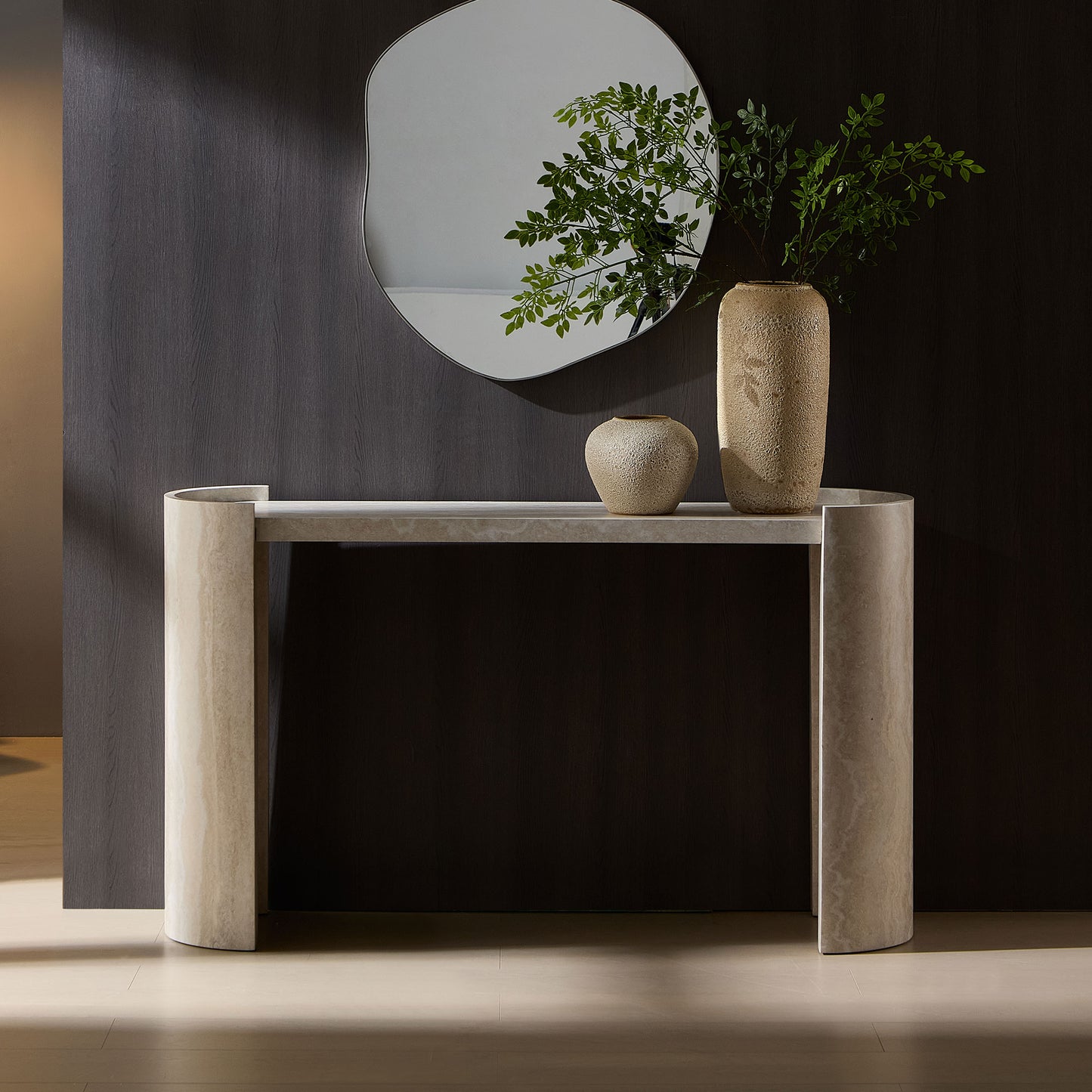 53.15" Faux Marble Entryway Console Table with Modern Design