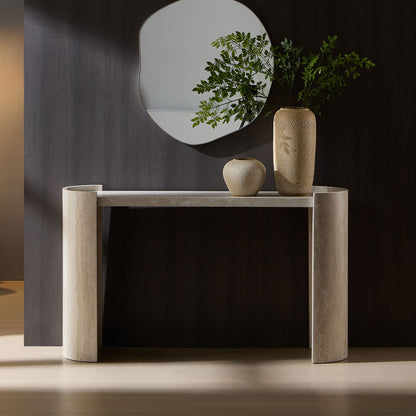 53.15" Faux Marble Entryway Console Table with Modern Design
