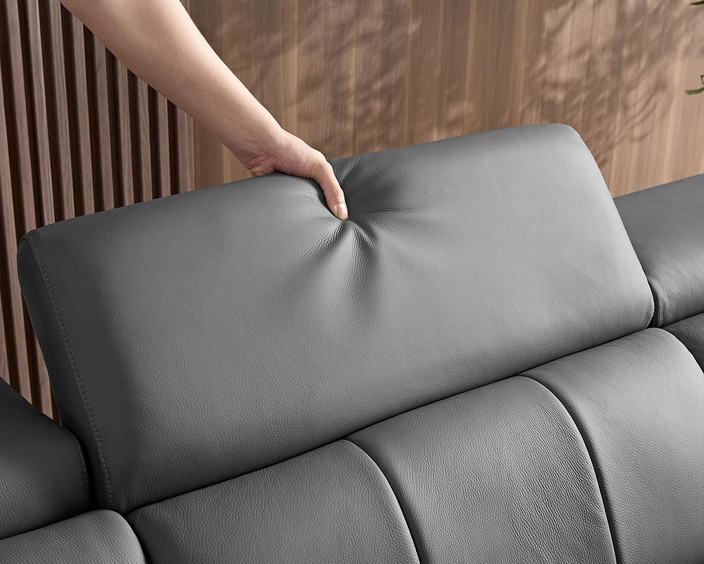 Electric Right-Facing L-Shaped Leather Recliner with USB Port