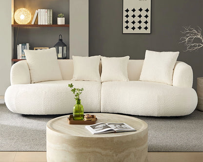 102.36 inch 4-Seat Boucle Fabric Cream Style Couch
