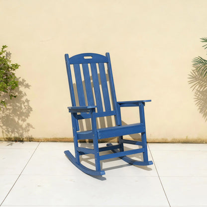 All-Weather Outdoor Rocking Chair in Navy Blue, HIPS & Steel