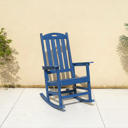 All-Weather Outdoor Rocking Chair in Navy Blue, HIPS & Steel