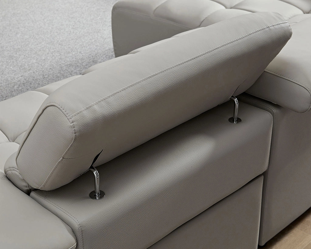 Modern Power Reclining Leather Sofa with Theater Seating & USB Port