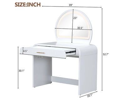 39" Makeup Vanity Table with Mirror Touch Screen Lighted Mirror