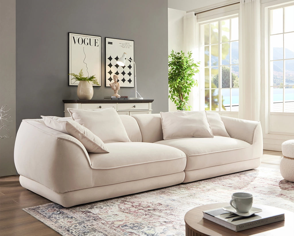 110.22“Camel Sofa WKS16C: Modular Design with Removable Pillowcases & Solid Wood Frame