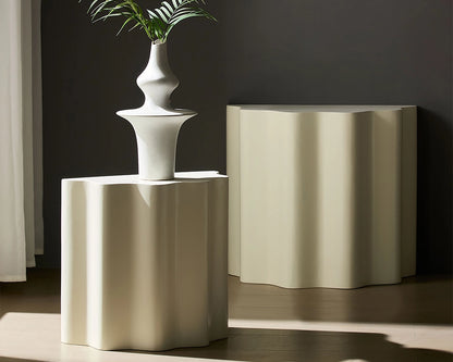 2PCS Set Side Table,Wavy Edges Design Fiberglass Coffee Table